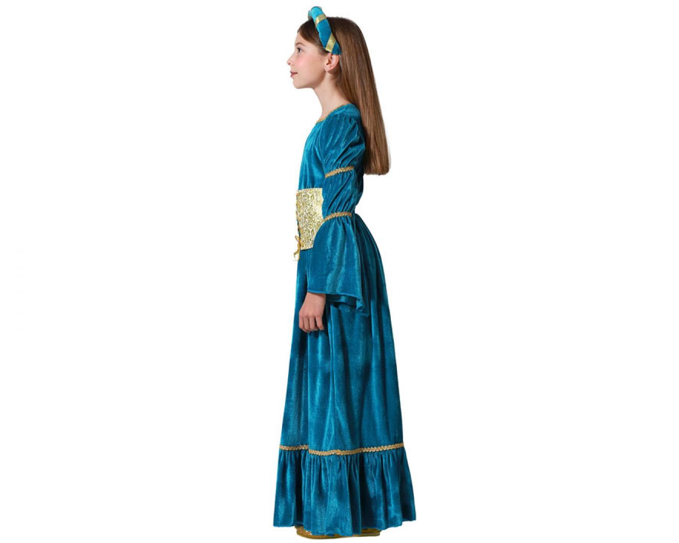 Reine médiévale bleue velours taille 7/9 ans