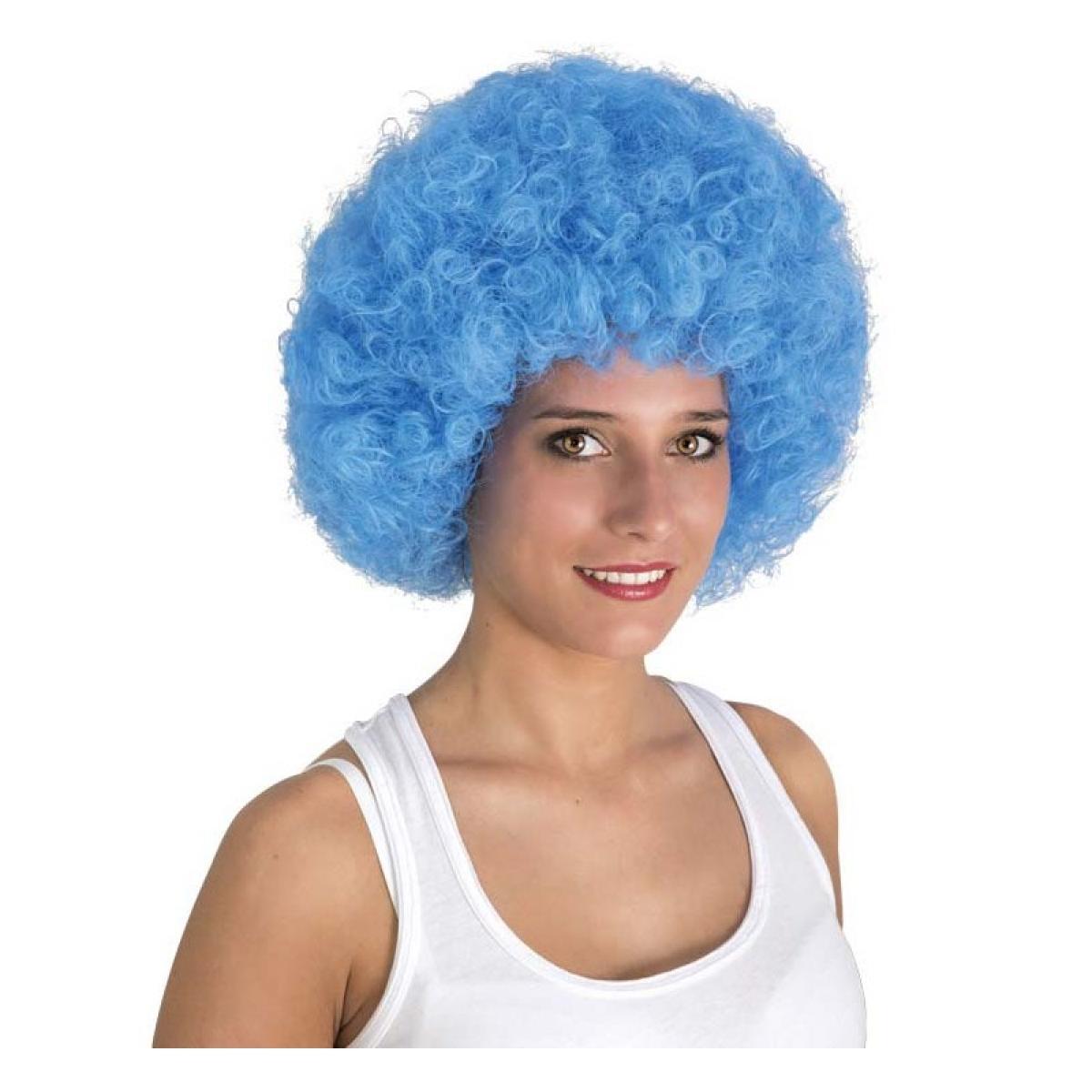 Perruque afro bleue