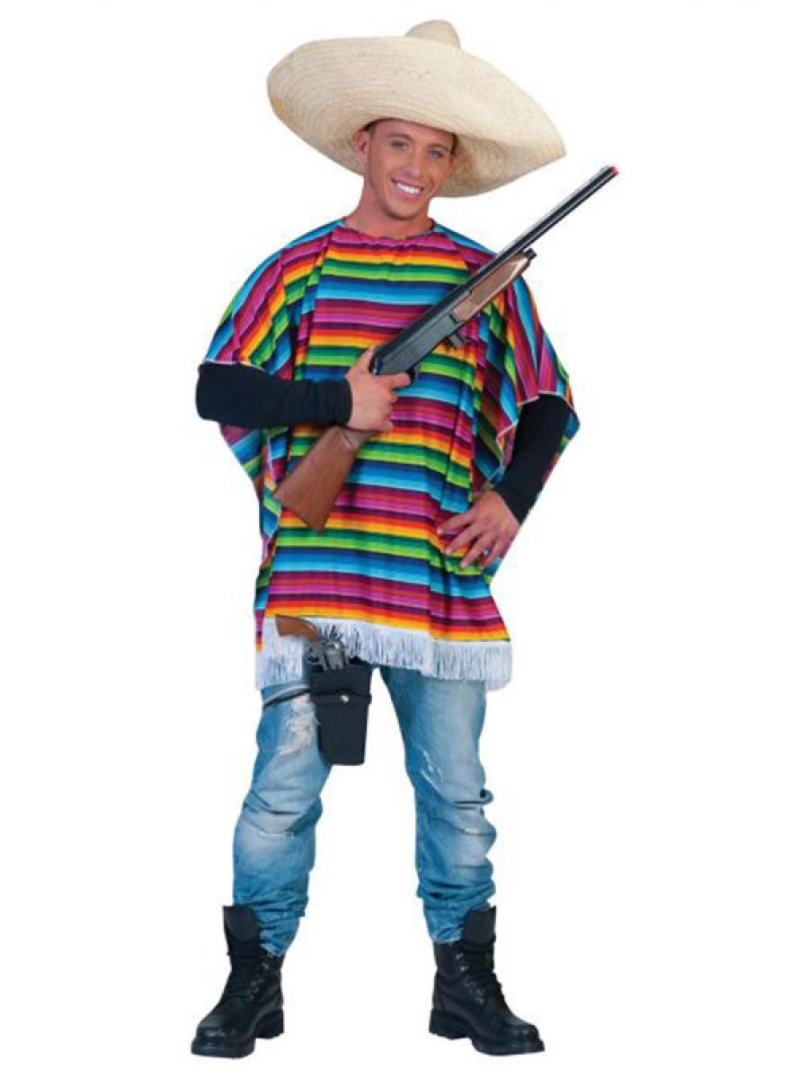 Poncho mexicain arc en ciel adulte
