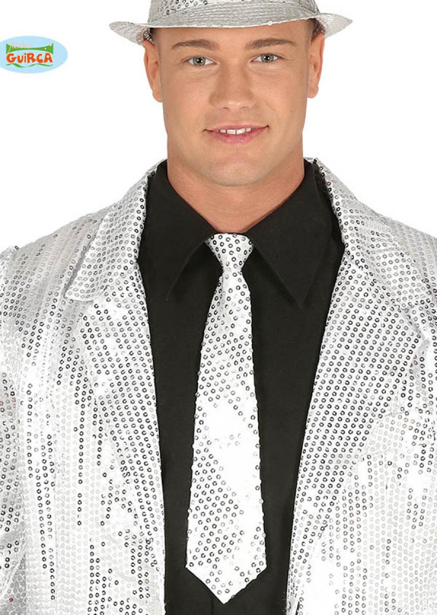 Cravate à paillettes argent