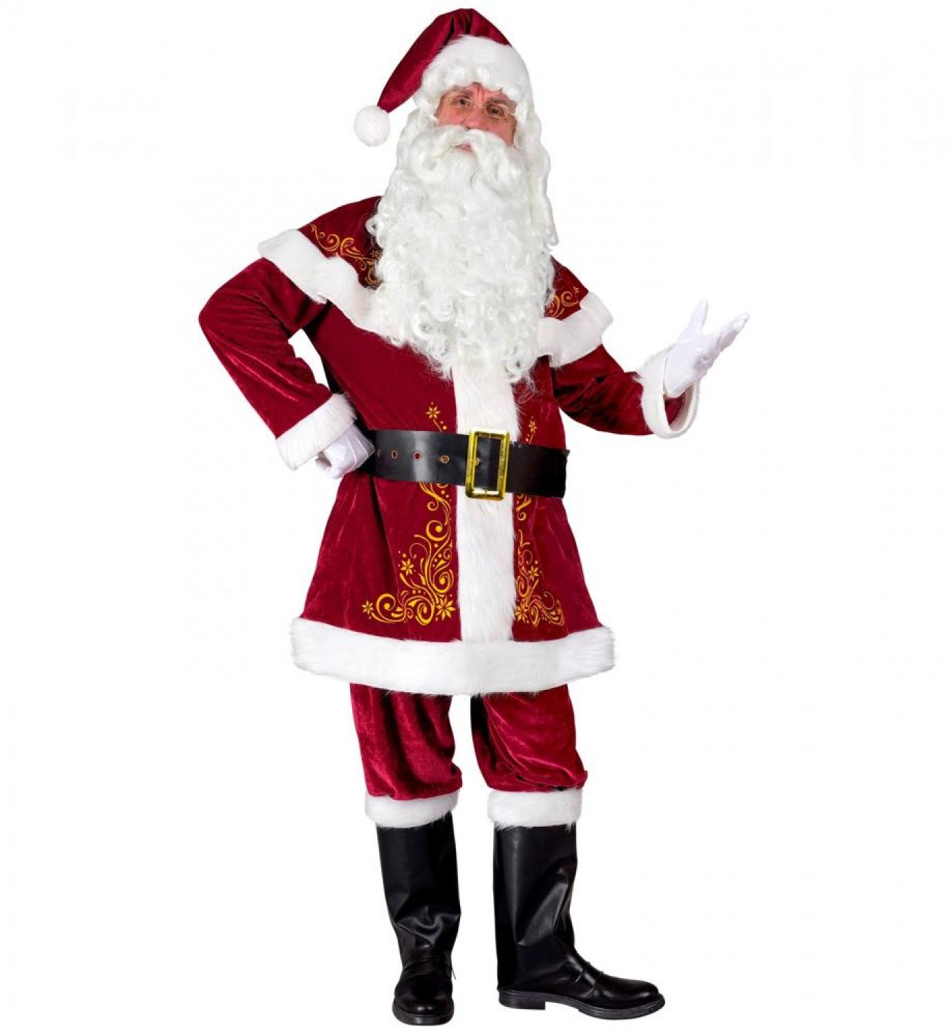 Costume Père Noël velours à motifs or taille S/M
