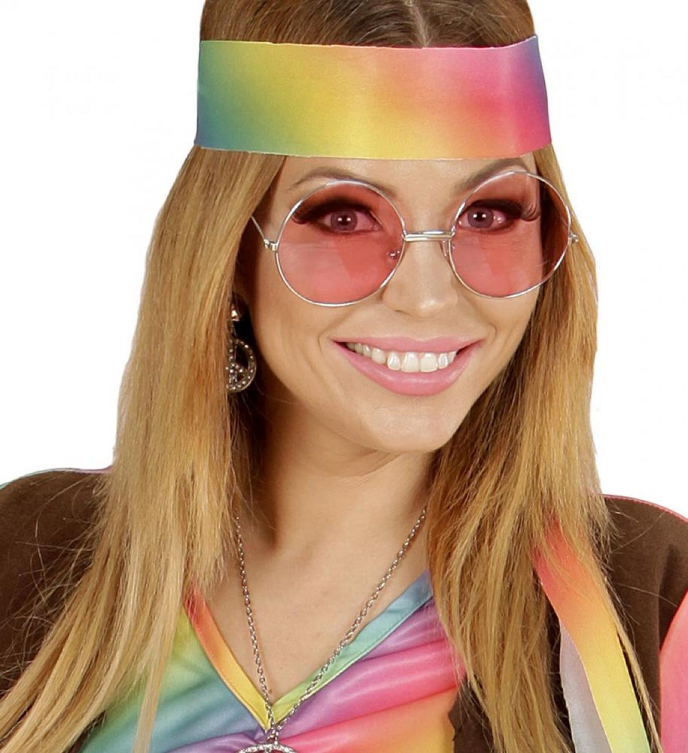 Lunettes hippie rondes géantes roses (N13)