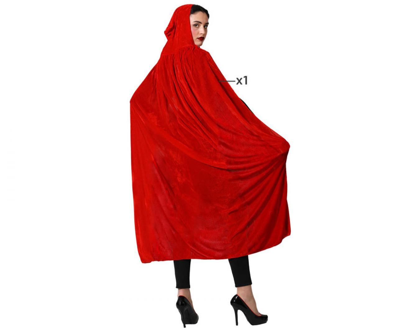 Cape rouge à capuche velours 140cm