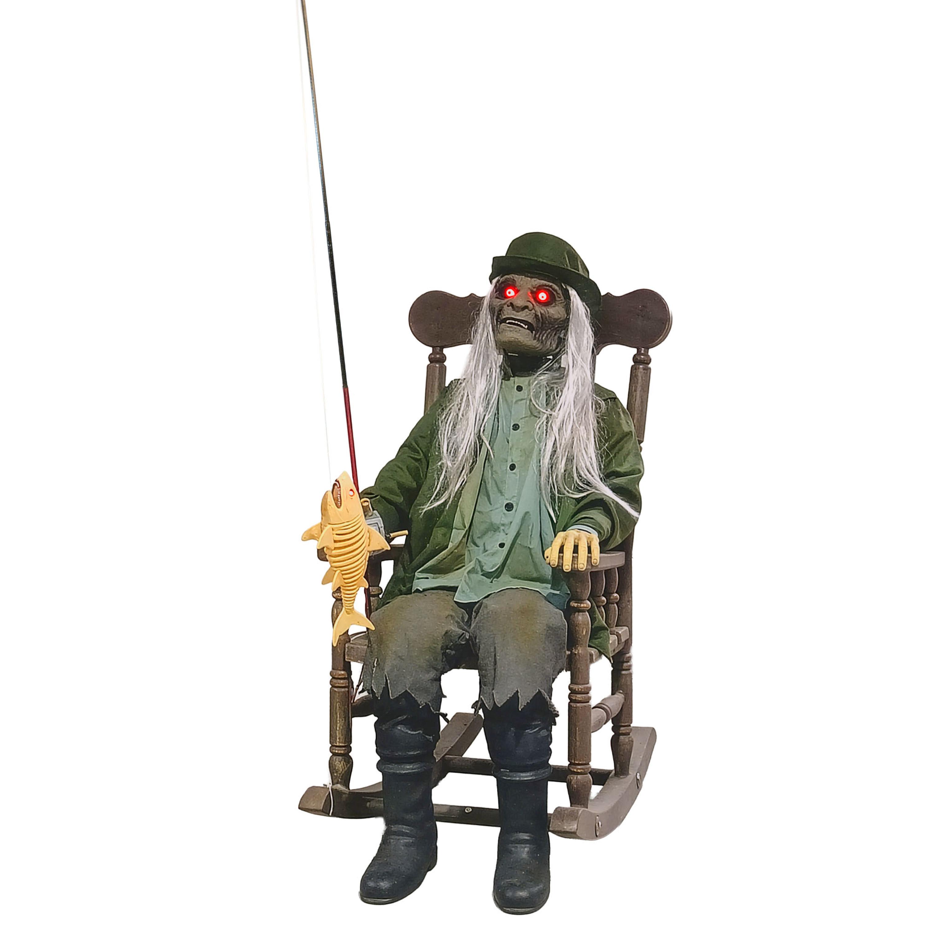 Animatronic Freddy le pêcheur taille réelle 185cm sur rocking chair