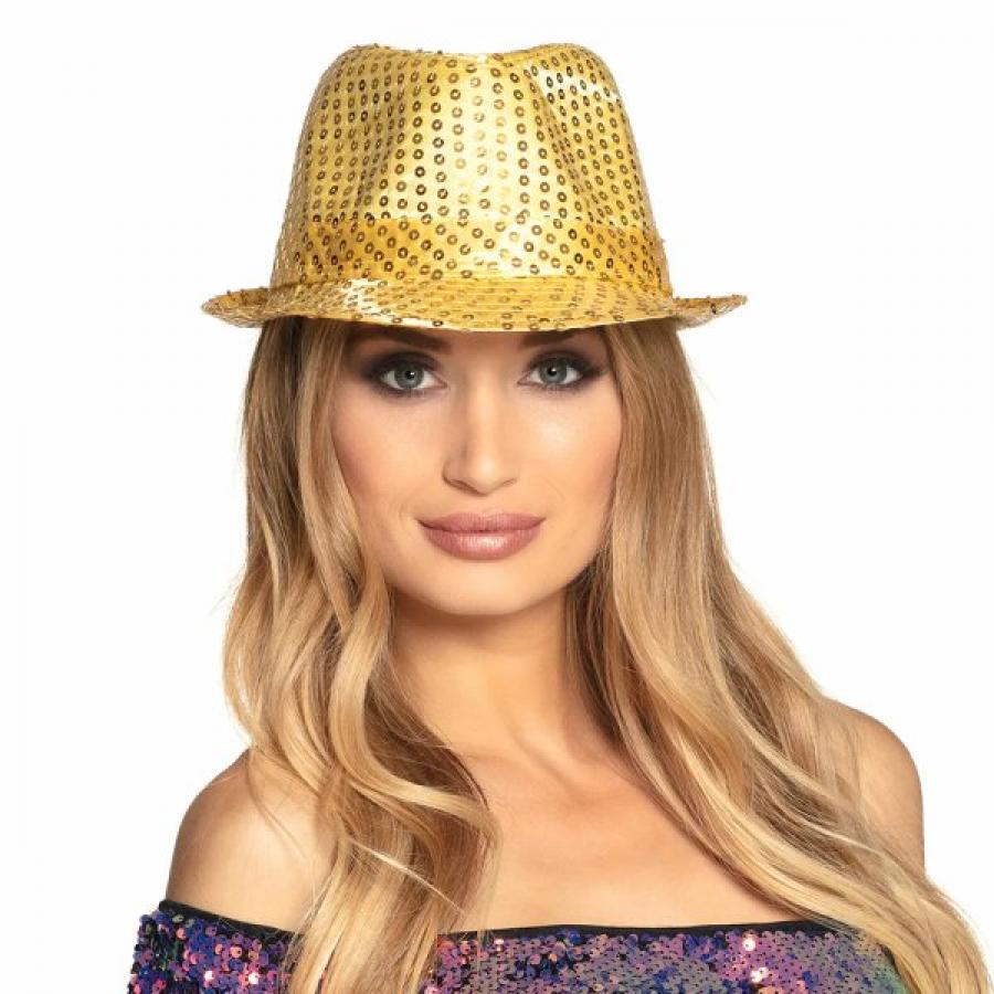Chapeau borsalino à sequins or