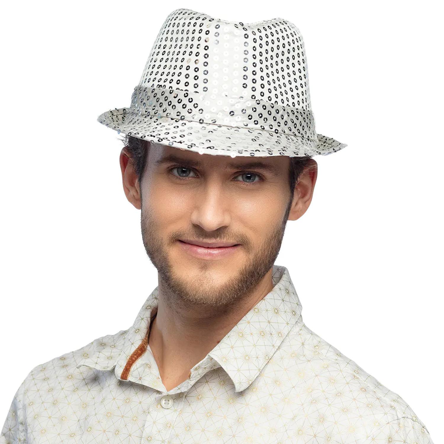 Chapeau borsalino à sequins argent