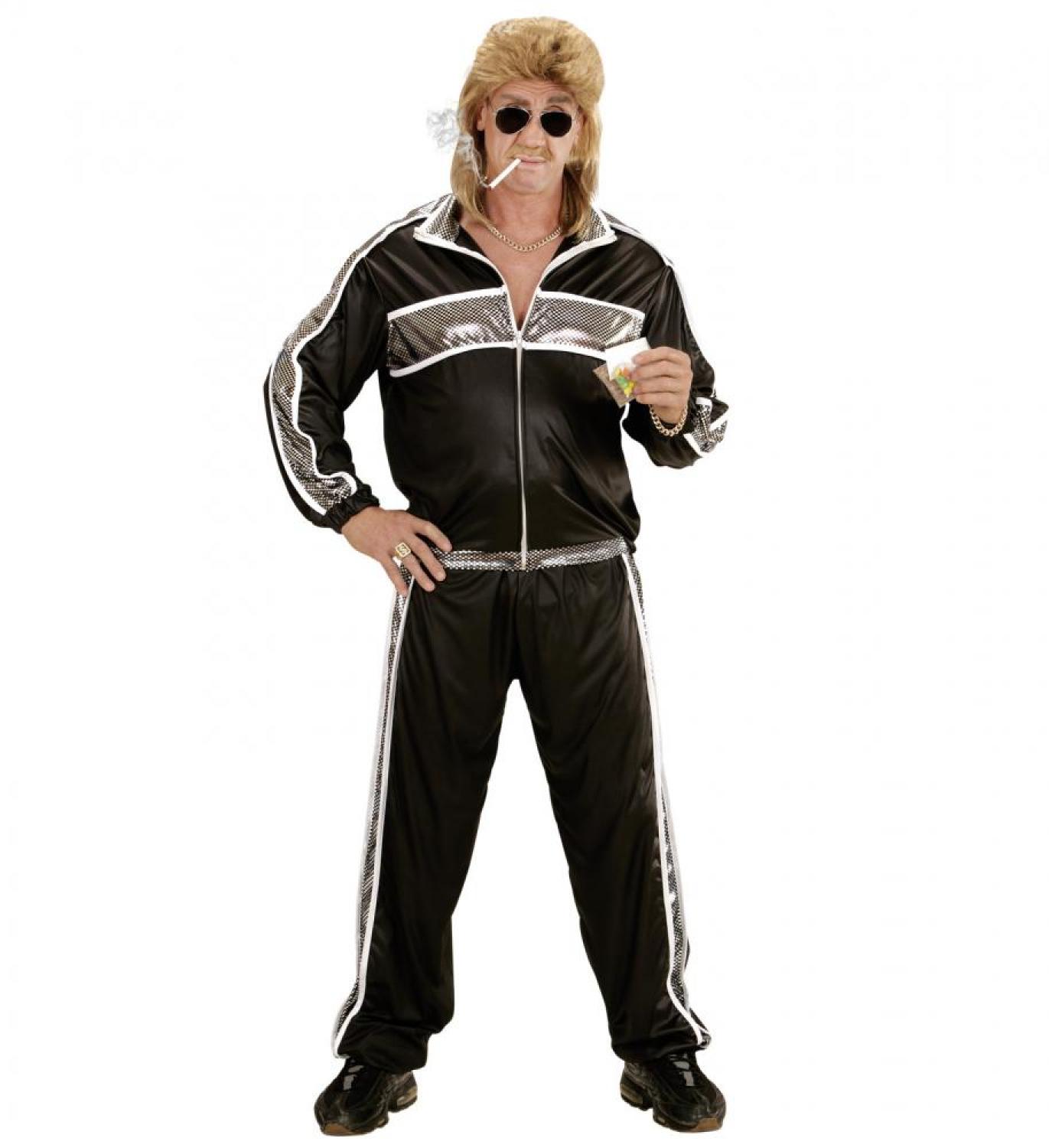 Survêtement années 80 noir argent taille XL