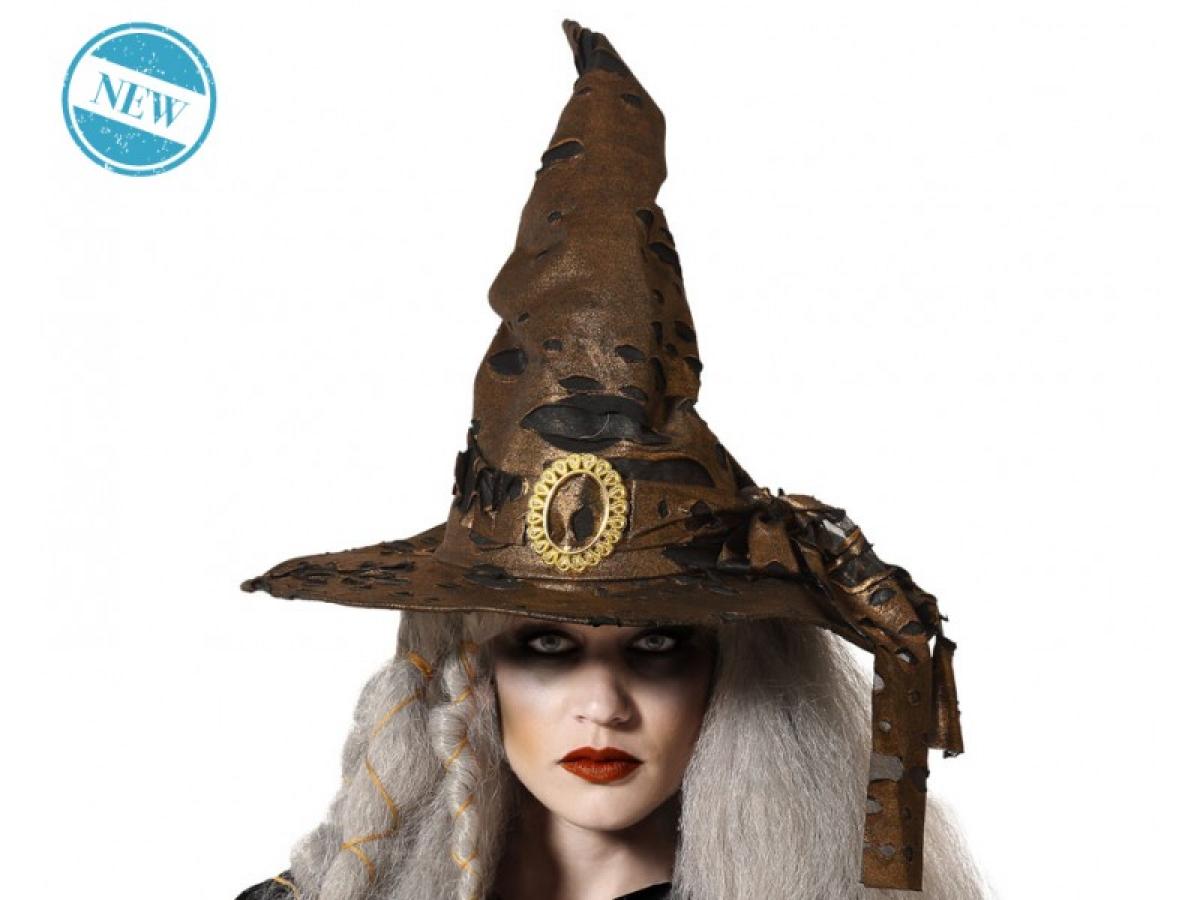 Chapeau sorcière vieux cuir