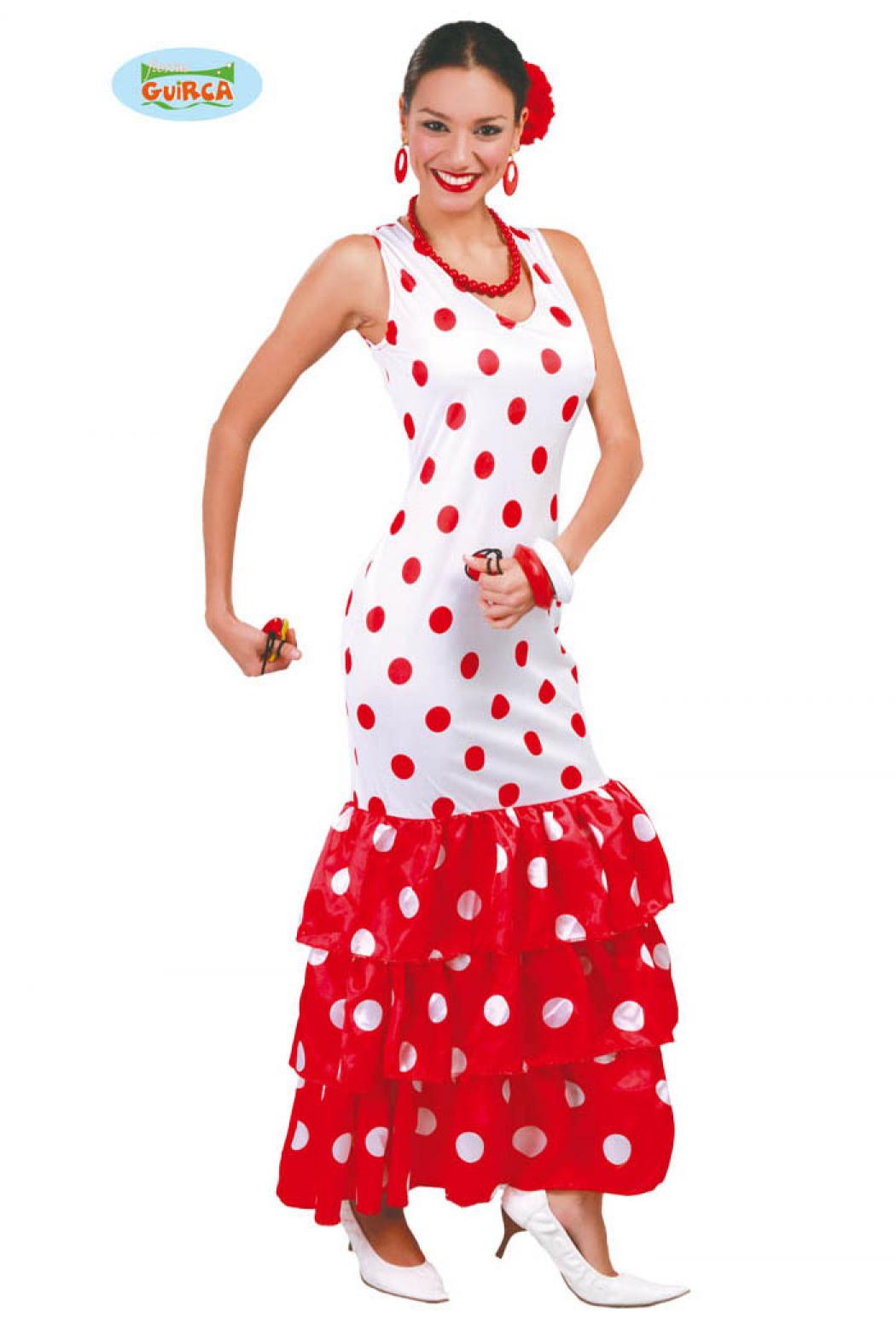 Espagnole blanche pois rouge taille L
