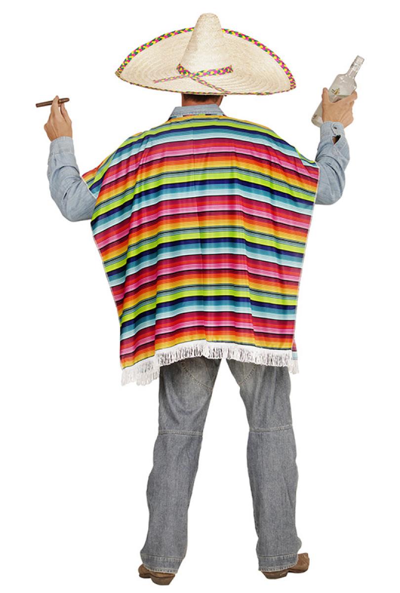 Poncho mexicain arc en ciel adulte