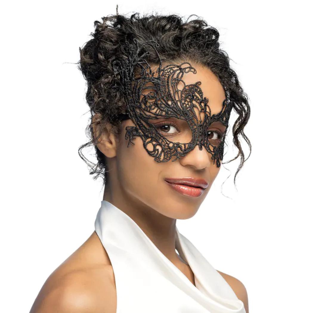Loup Phoenix dentelle amidonnée noir