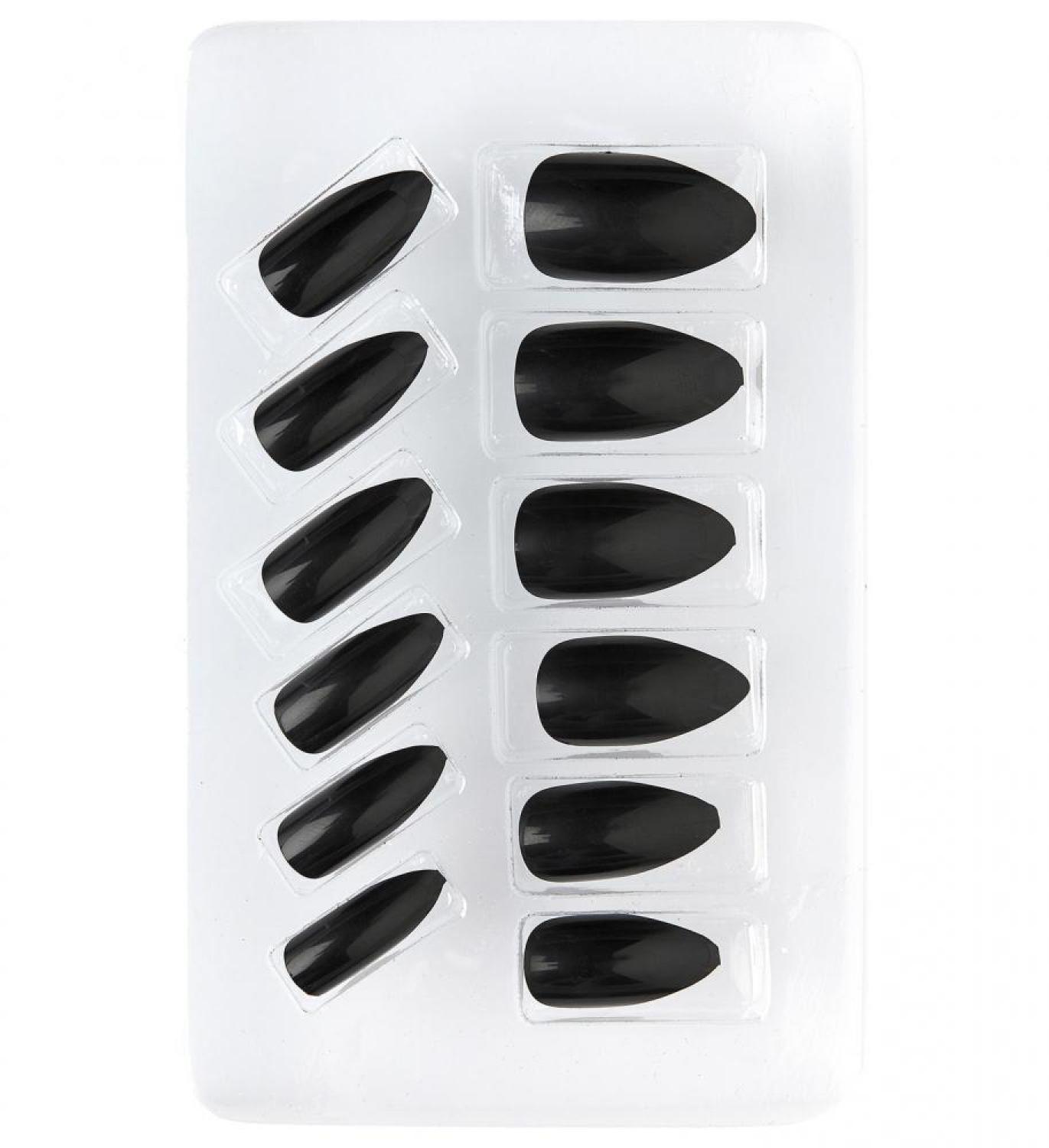 Blister 12 faux ongles noirs avec adhésifs