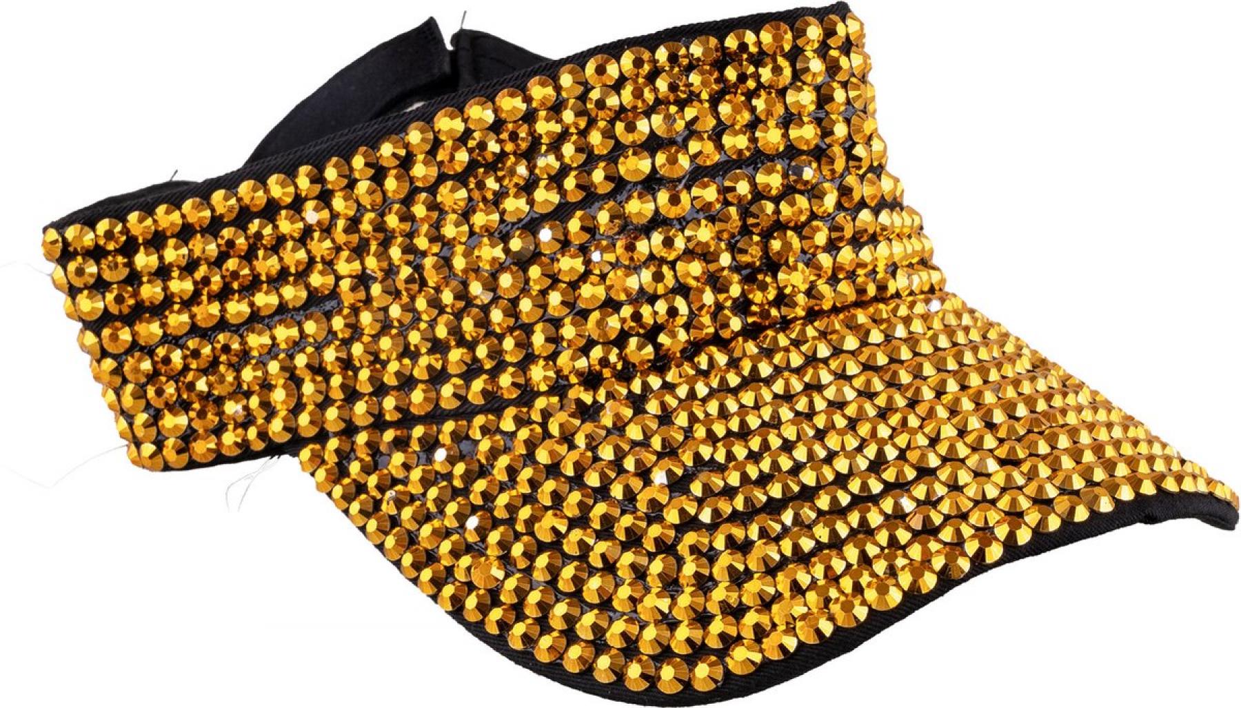 Visière poker à strass or