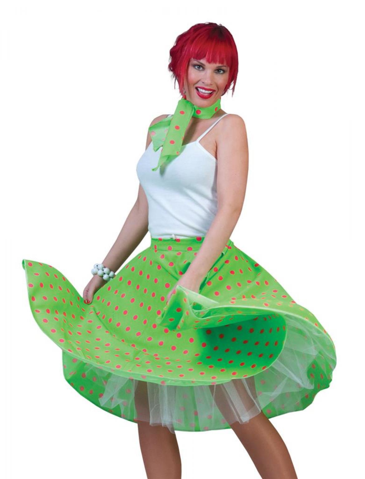 Jupe rock'n roll verte pois rose
