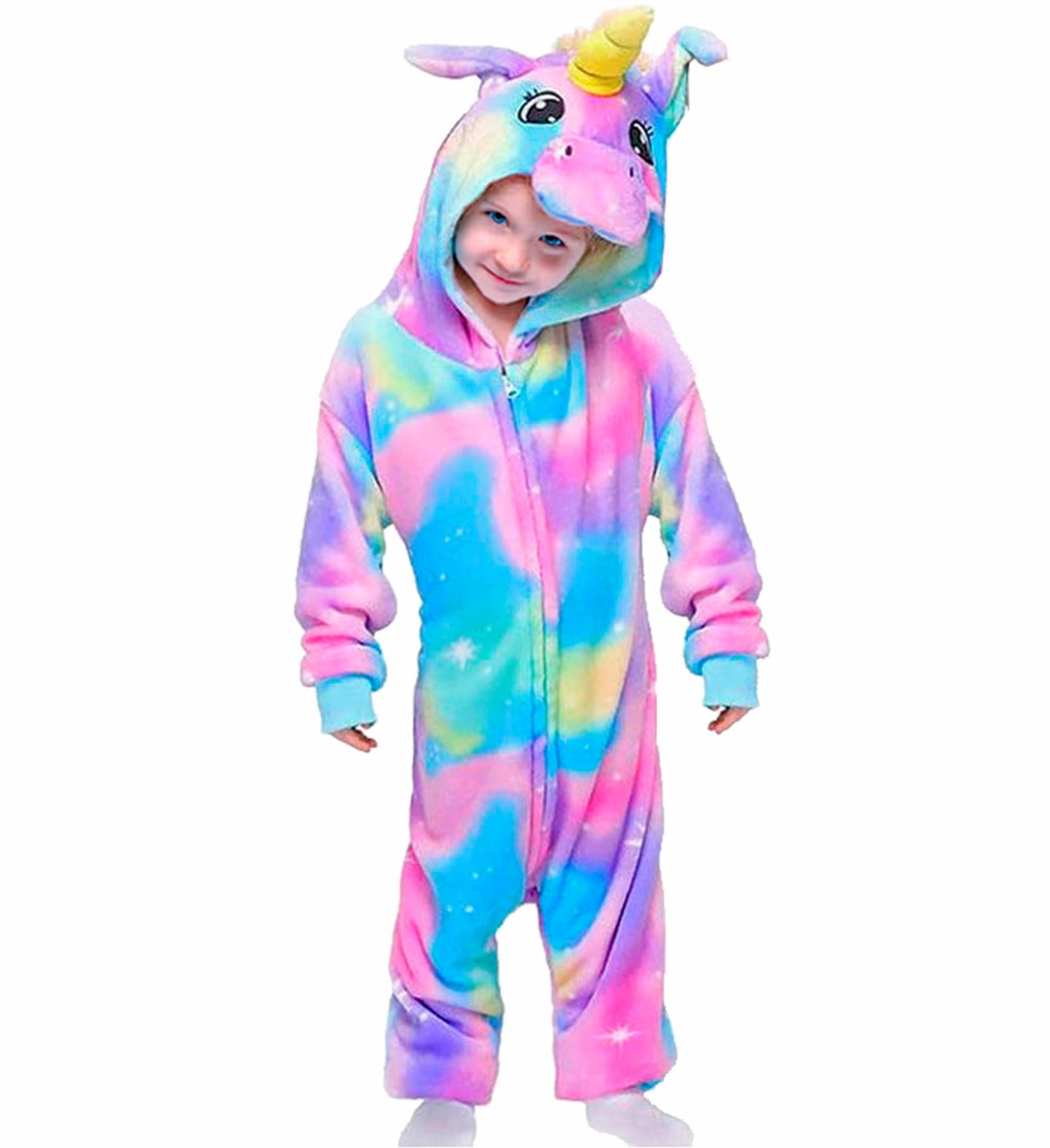 Baby licorne en velours arc en ciel 80cm