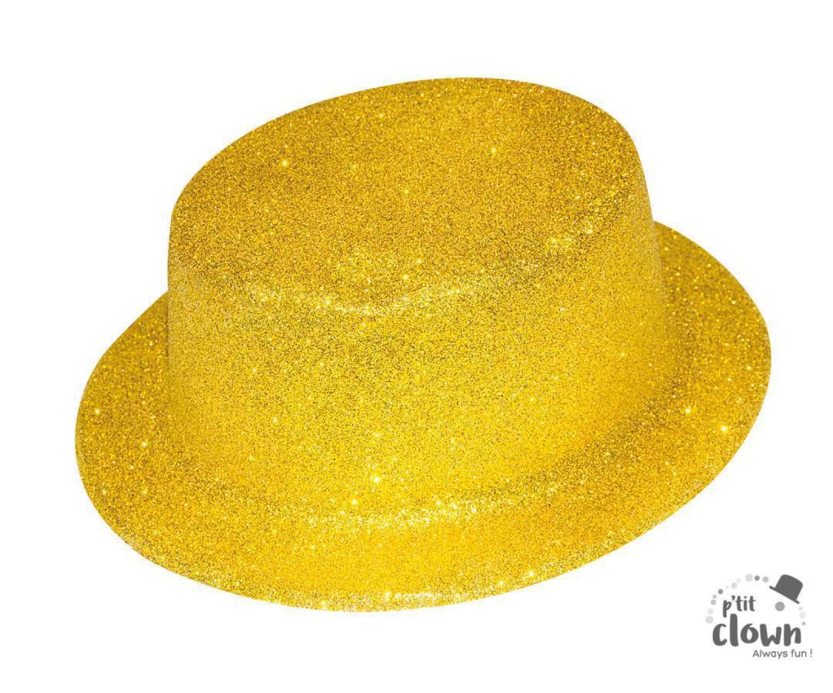 Chapeau haut de forme paillettes or
