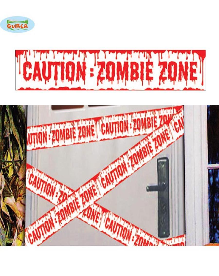 Ruban rubalise Caution zombie zone 6 mètres