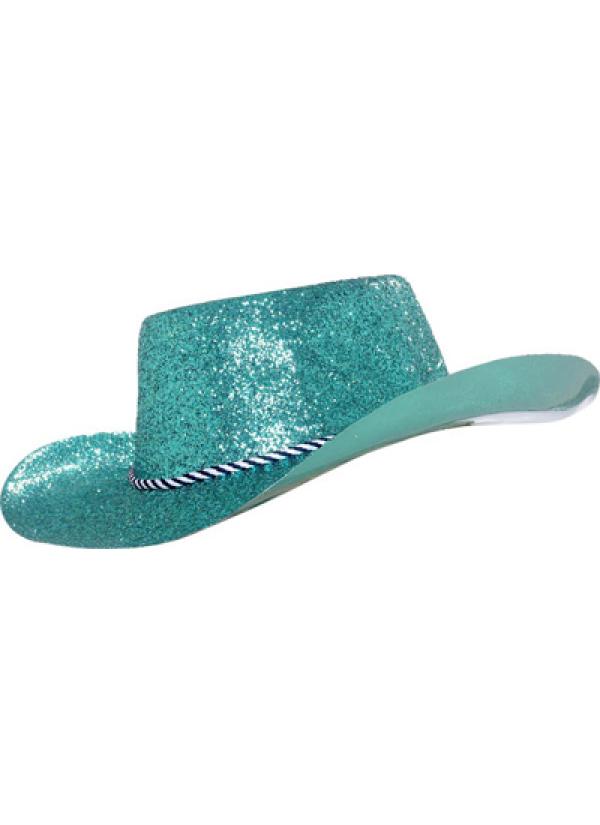 Chapeau cow boy à paillettes turquoise