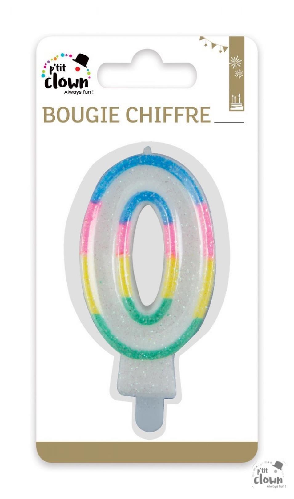 Bougie paillettes chiffre 0