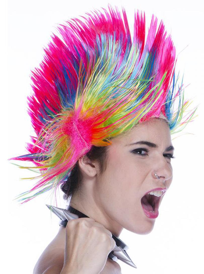 Perruque punk crete multicolore