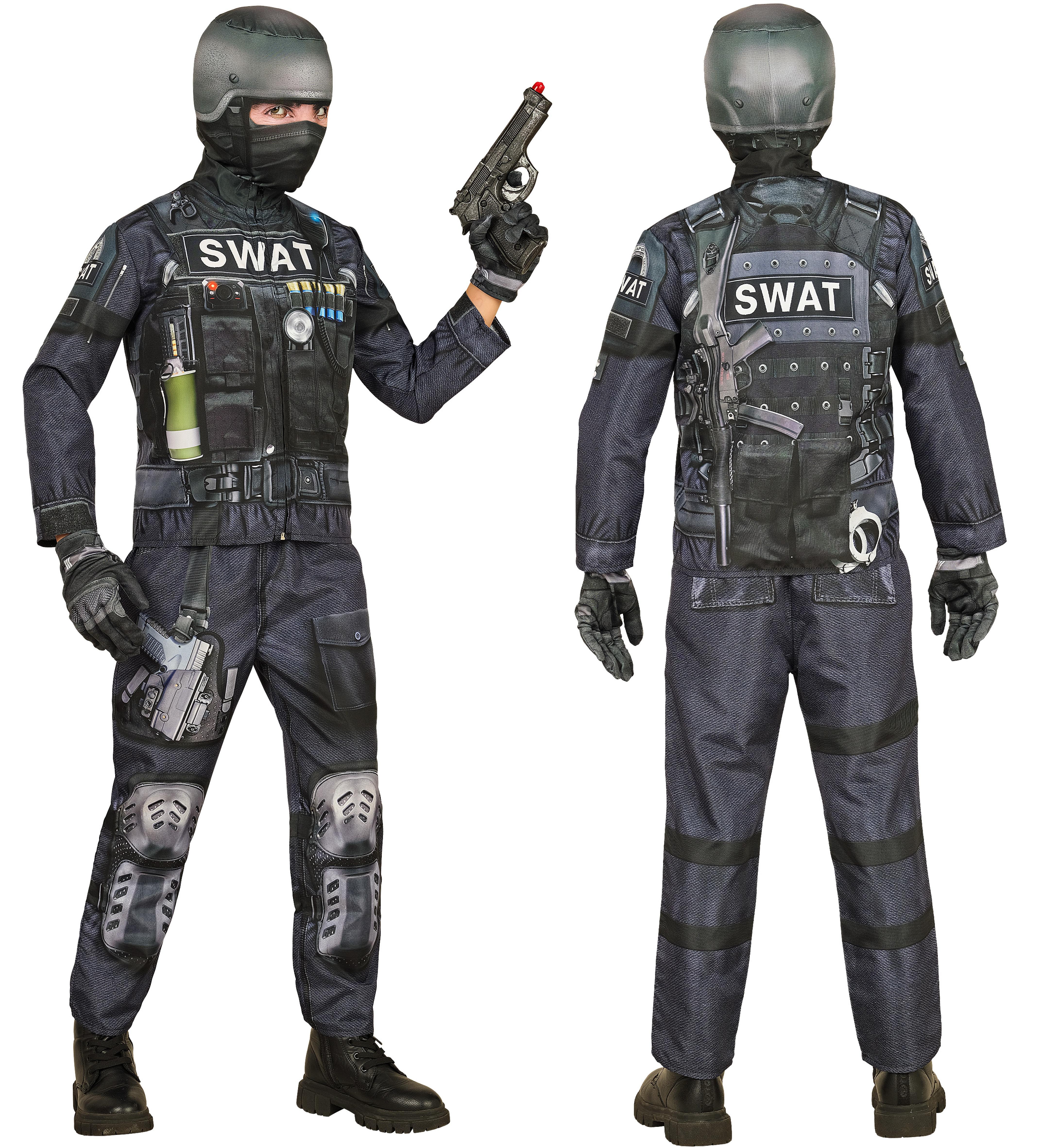 Déguisement effet réaliste policier SWAT imprimé Fast Costume Taille 8/10 ans