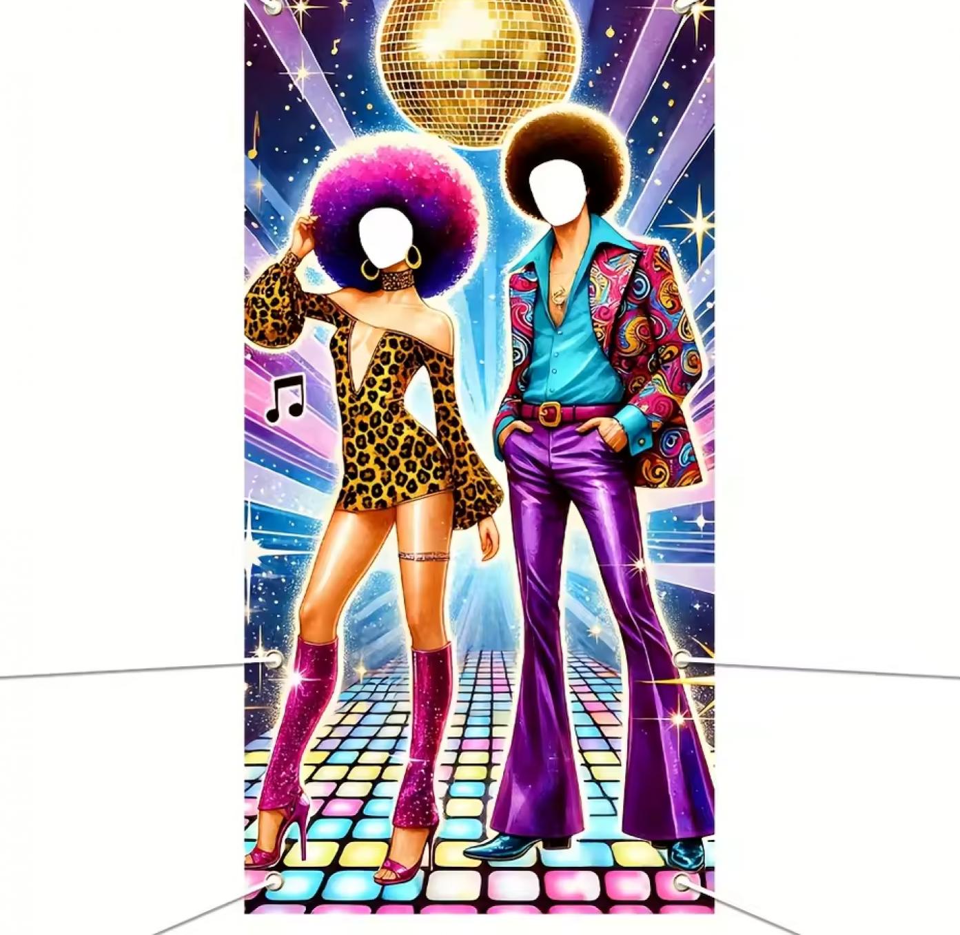 Passe-tête en tissu Disco années 70 180x90cm à suspendre