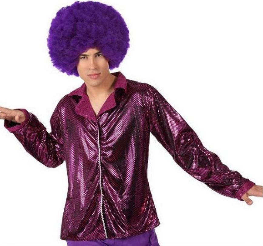 Chemise disco paillettes fuchsia taille M/L