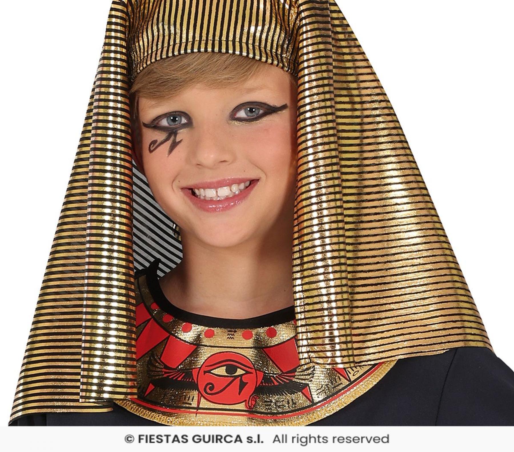 Pharaon égyptien garçon noir et or 7/9 ans