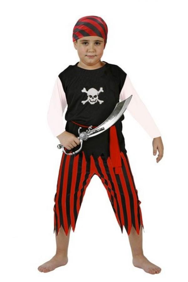 Pirate garçon rouge et noir 7/9 ans