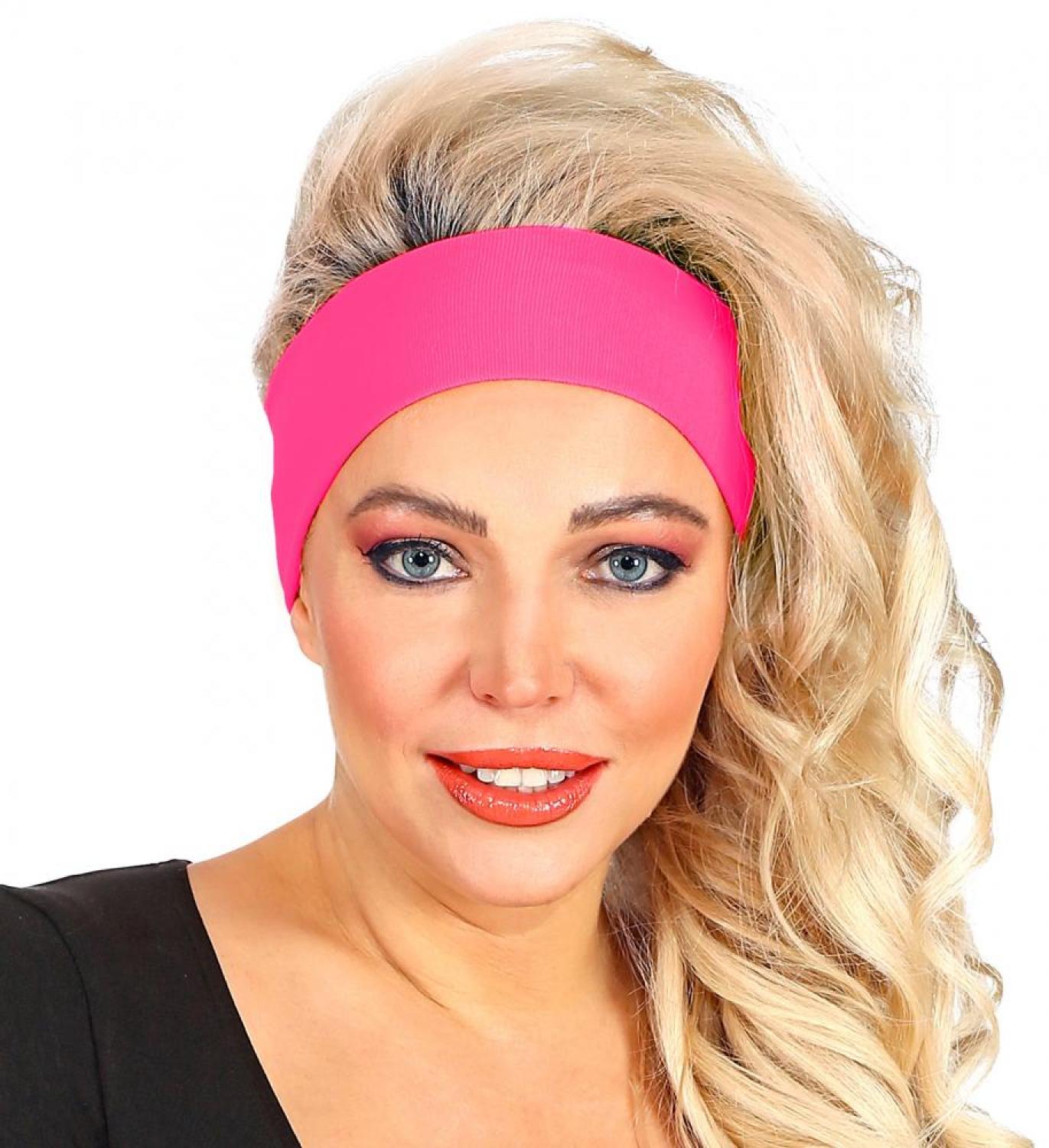 Bandeau élastique fluo pour cheveux rose fuchsia