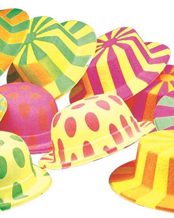 Canotier ou melon PVC fluo à motifs