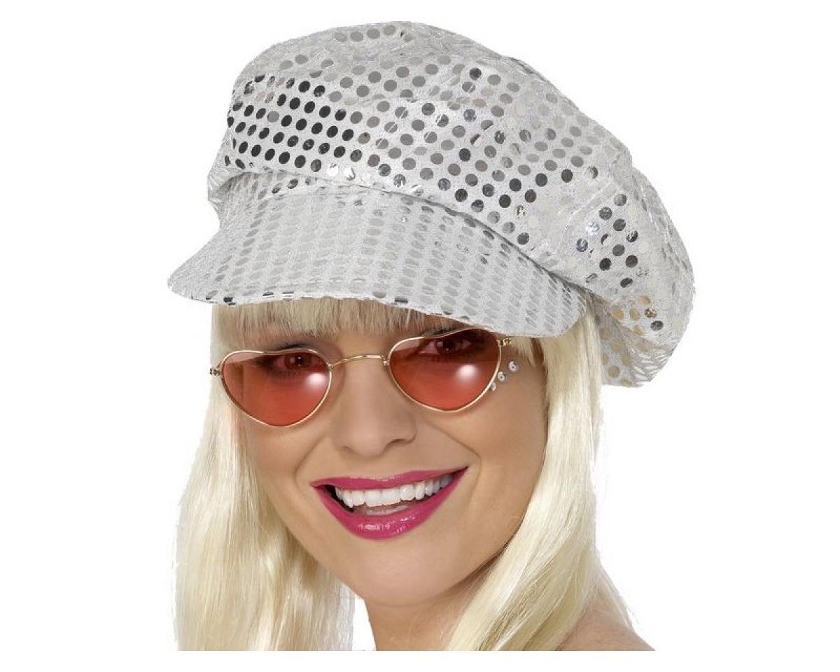 Casquette à paillettes argent