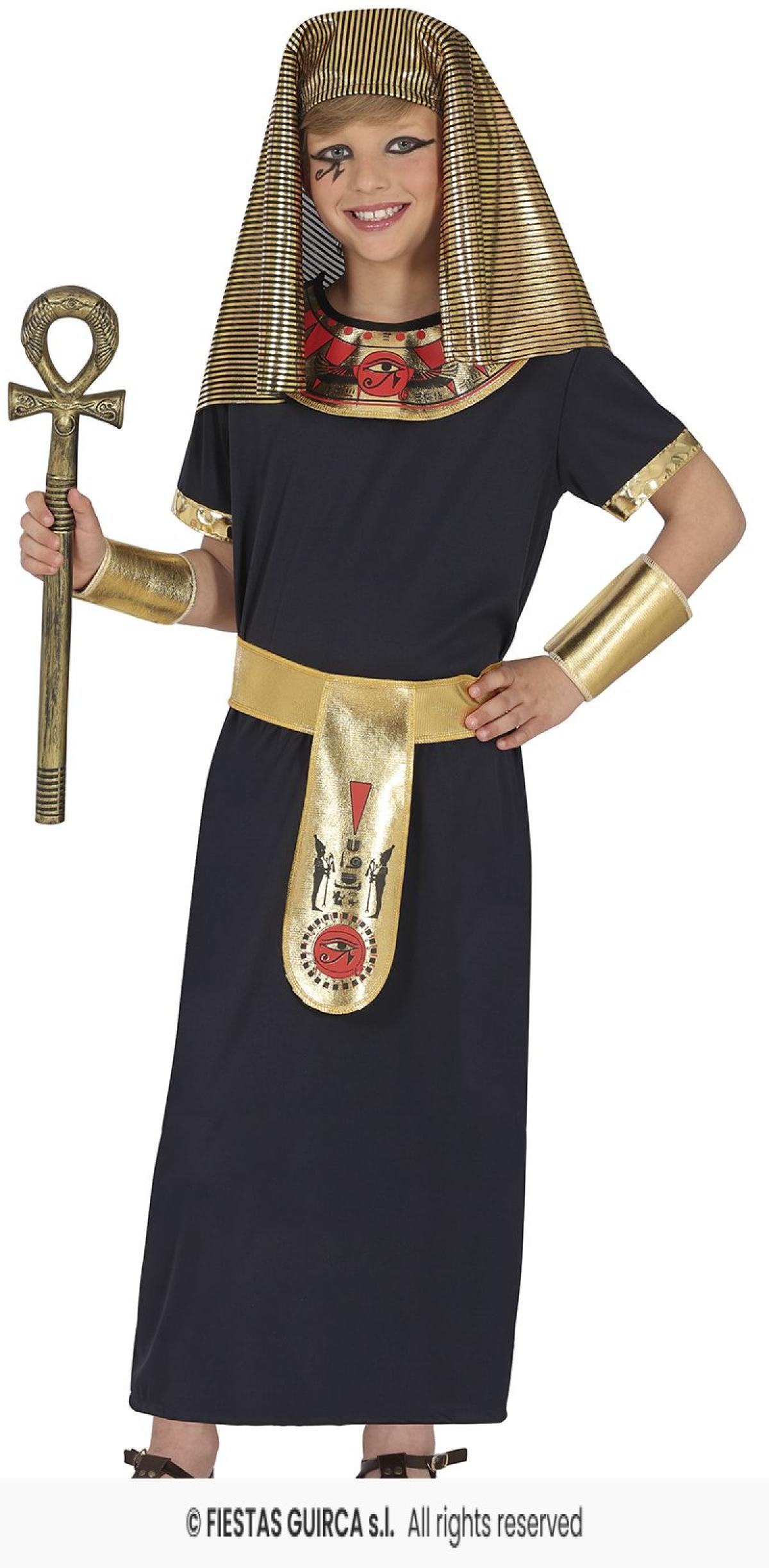 Pharaon égyptien garçon noir et or 7/9 ans