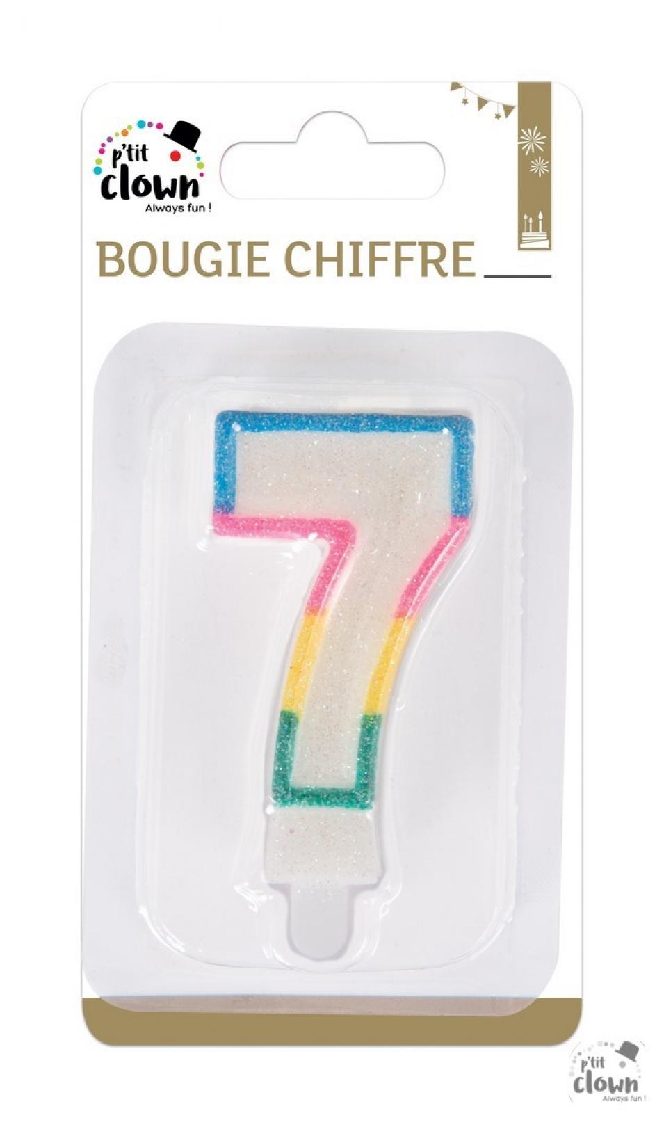 Bougie paillettes chiffre 7