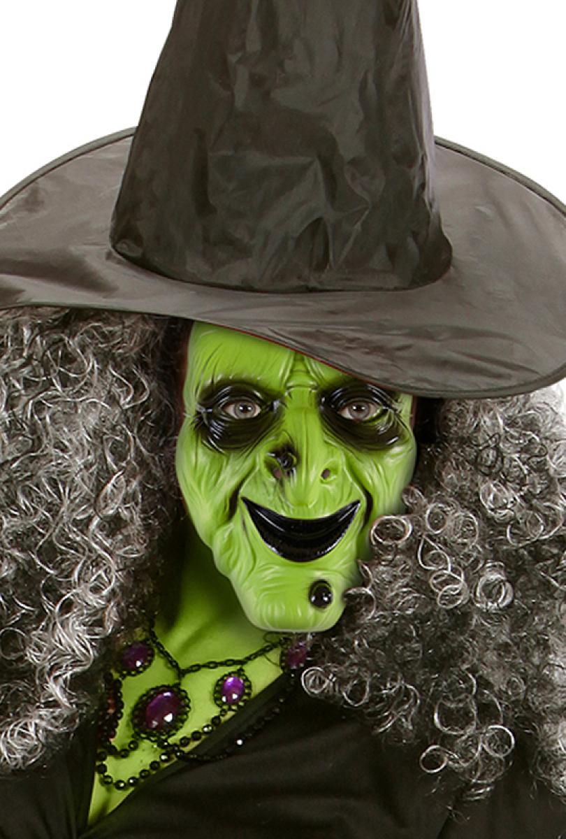 Masque de sorcière verte en PVC