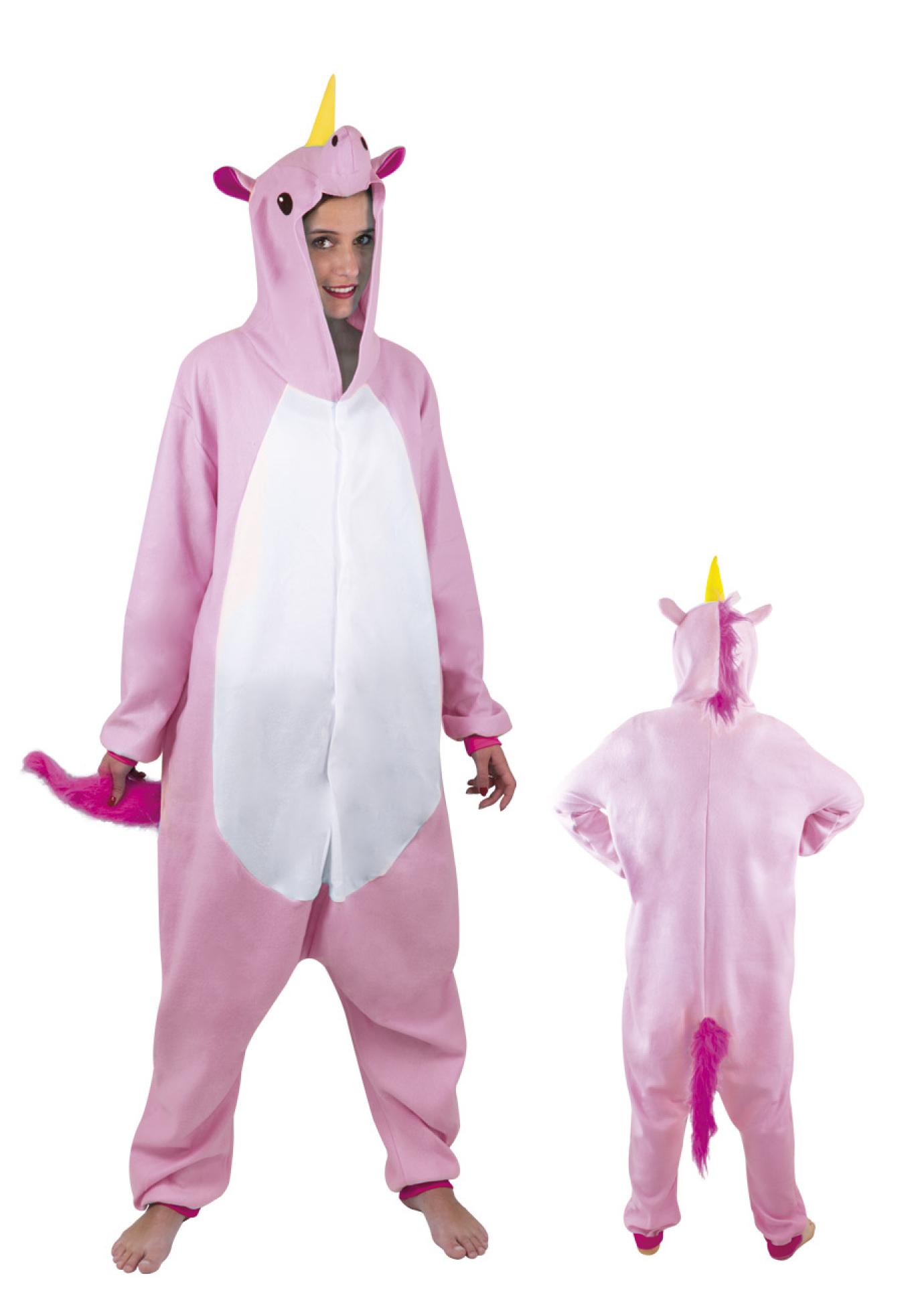 Kigurumi licorne rose à ventre blanc taille M