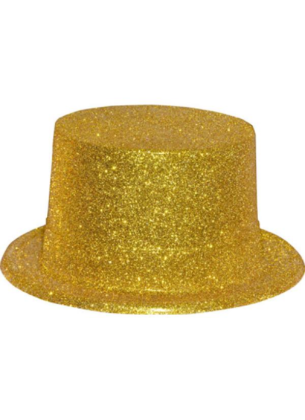 Chapeau haut de forme paillettes or