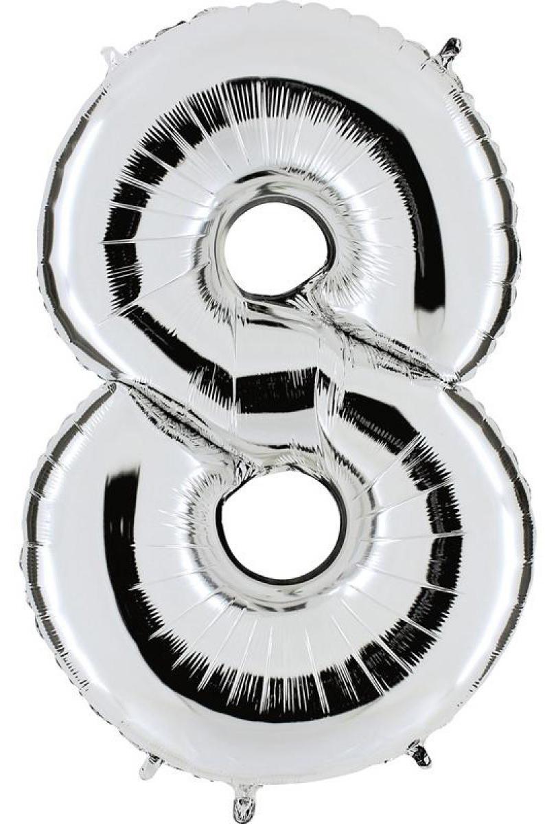 Ballon géant argent chiffre 8 en mylar