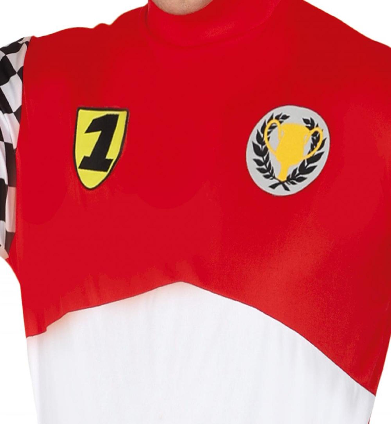 Pilote de course F1 rouge et blanc taille L