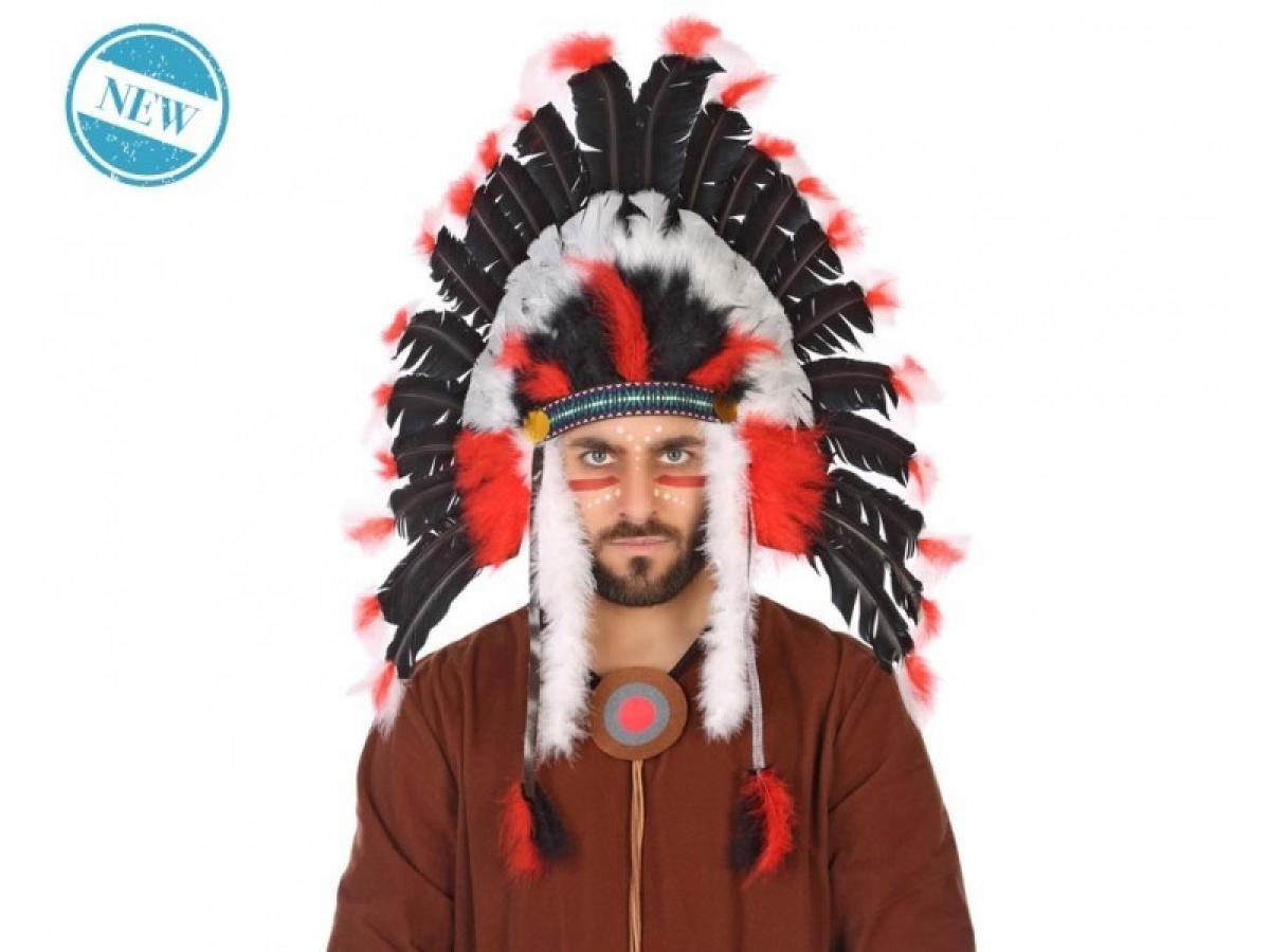 Grande coiffe chef indien à plumes