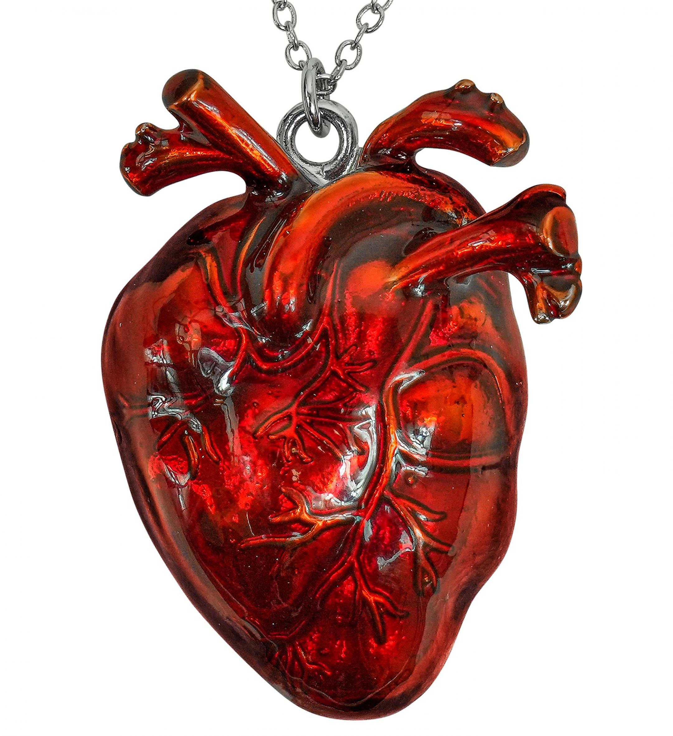 Collier coeur sanglant métal brillant
