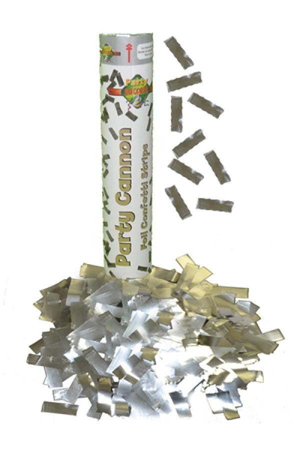 Canon à confettis métal argent 40cm