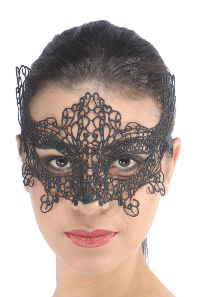 Loup dentelle amidonnée noir papillon