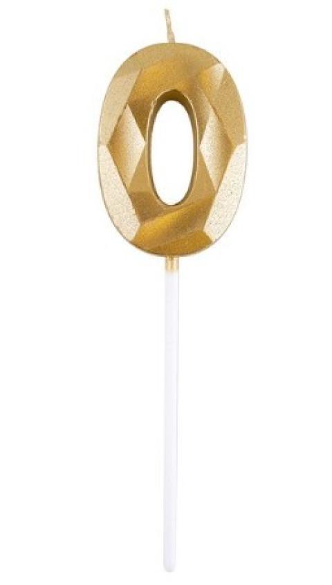 Bougie chiffre diamant or 0