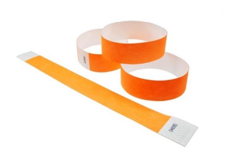 100 bracelets contrôle d'accès orange papier