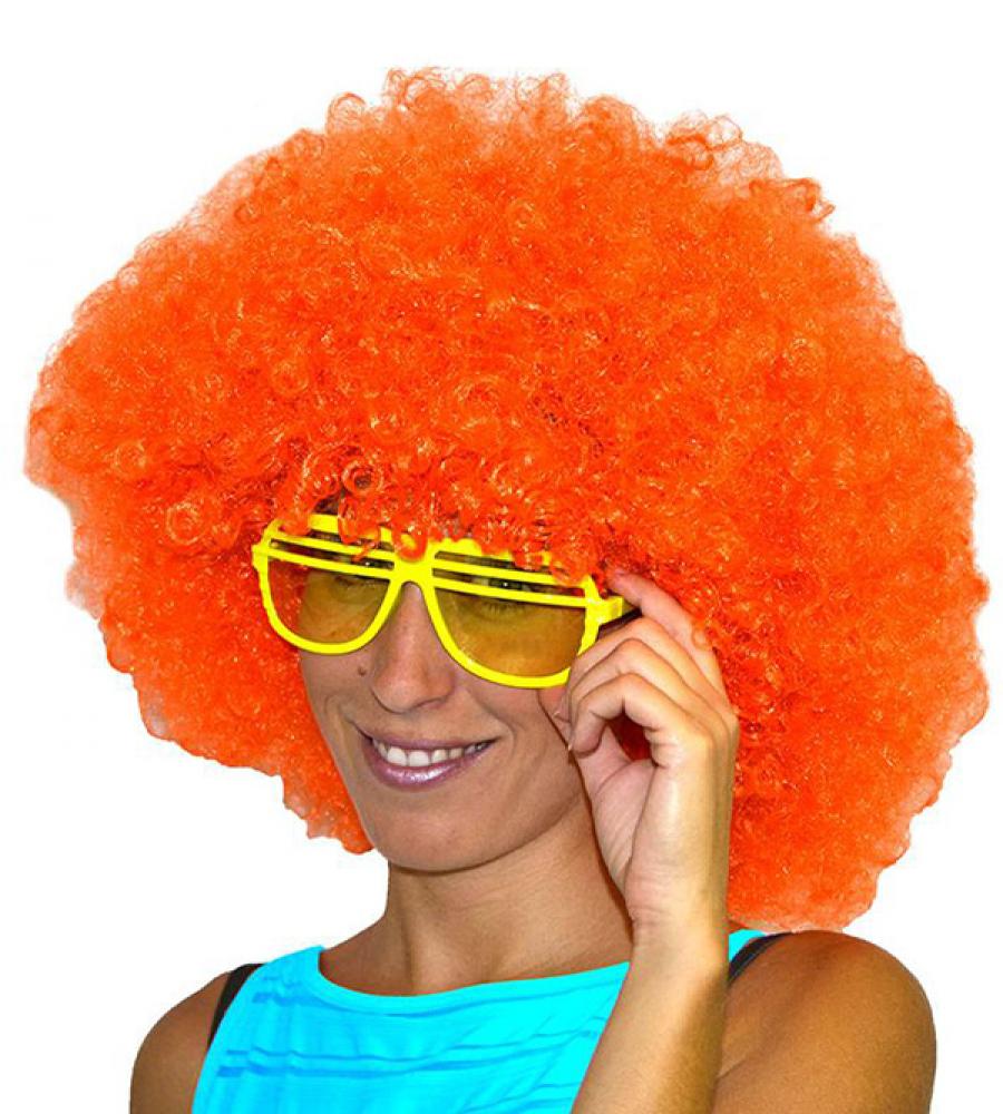 Perruque afro orange