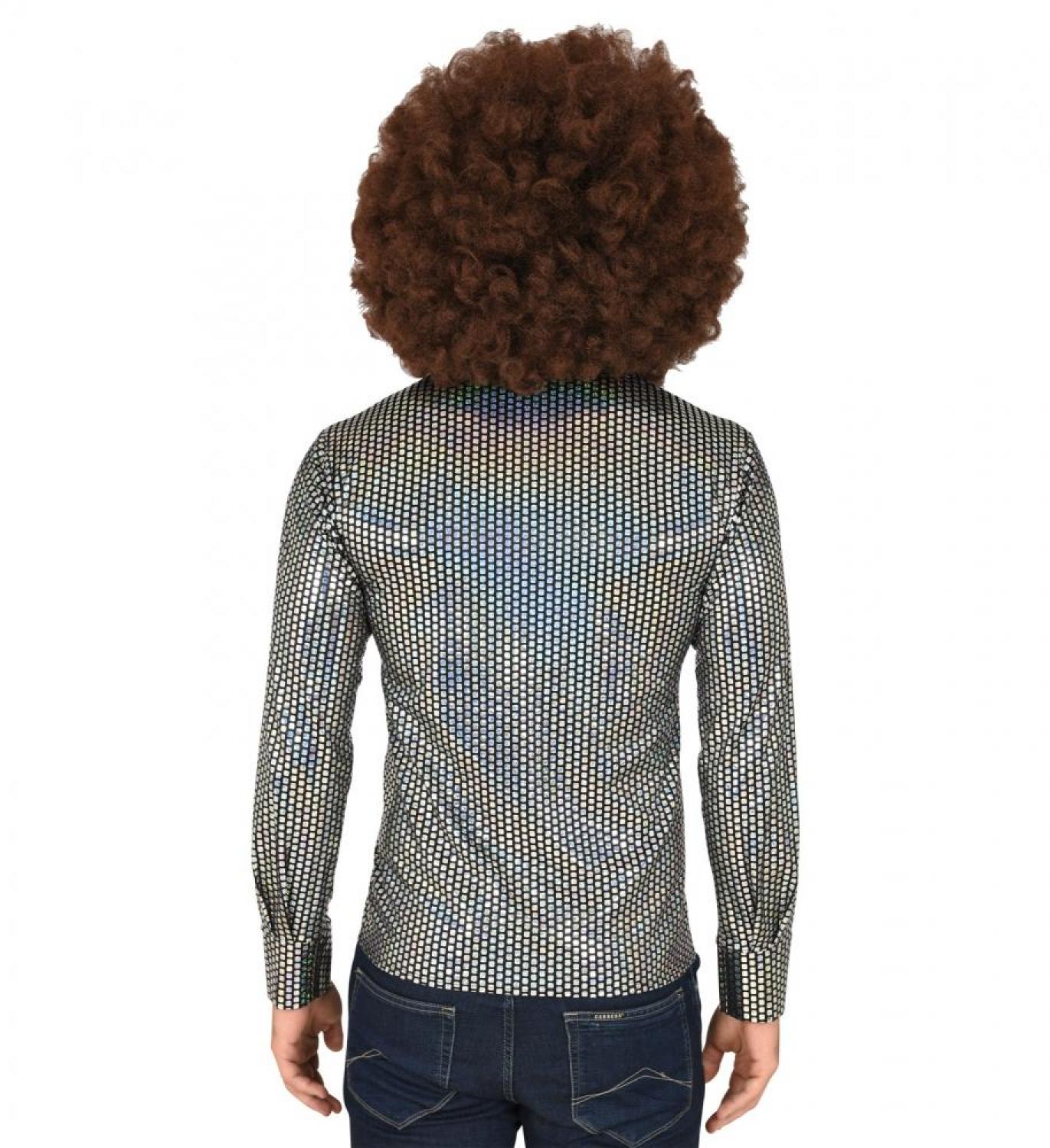 Chemise disco holographique argent taille L