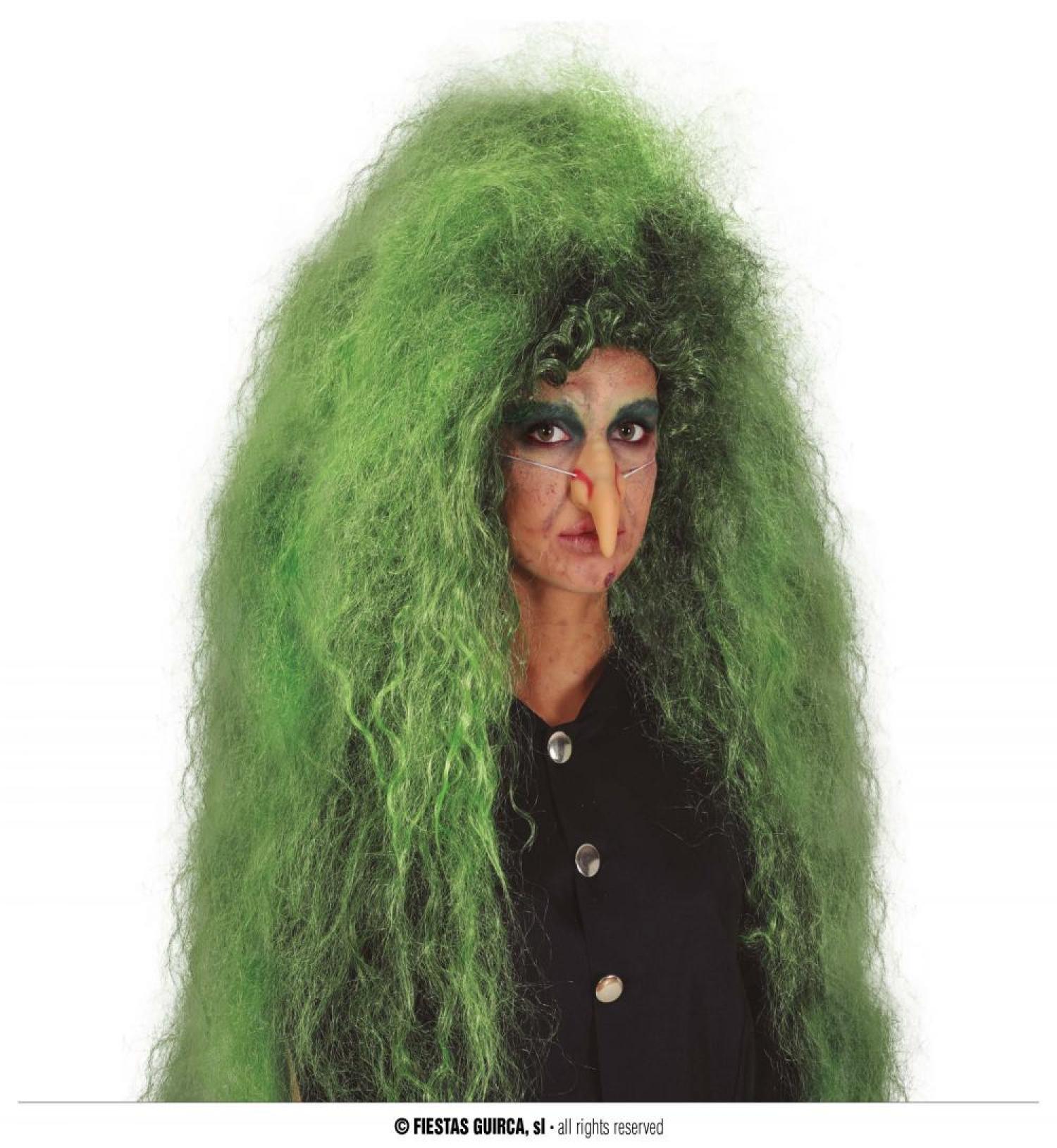 Perruque de sorcière vert et noir