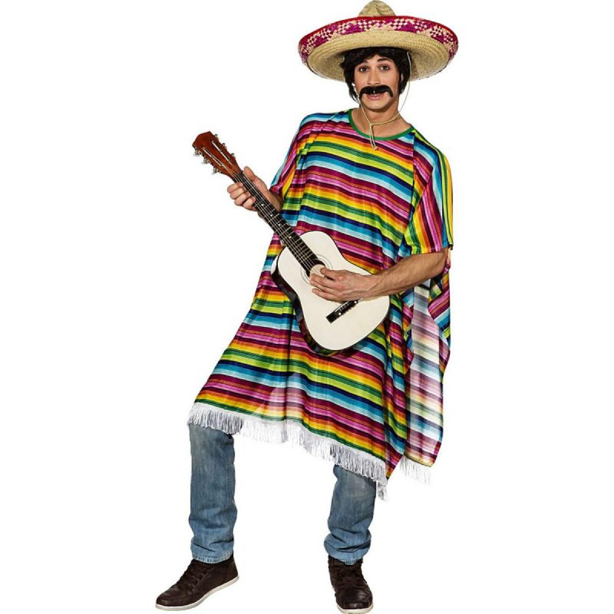 Poncho mexicain arc en ciel adulte