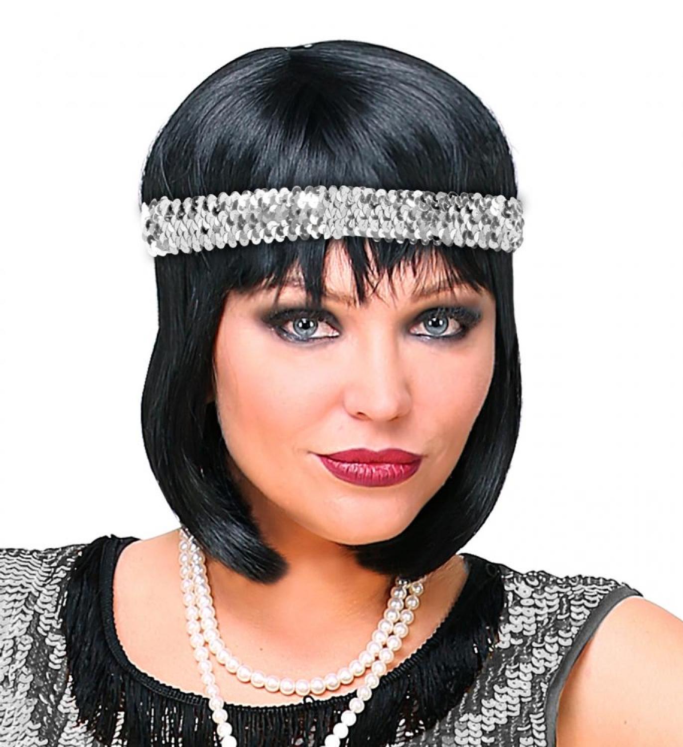 Bandeau de tête sequins argent
